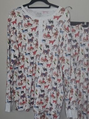 Hart + Land Christmas Pajamas Set Holiday Dogs Print Pima Cotton Men's Size L